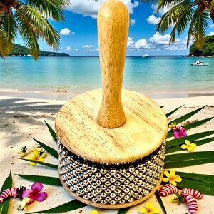 LP Latin Percussion Wooden Hand Afuche Cabasa Rhythm Steel Instrument.